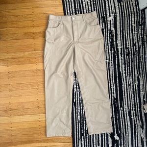 Abercrombie 90’s Straight High Rise tan faux leather pant
